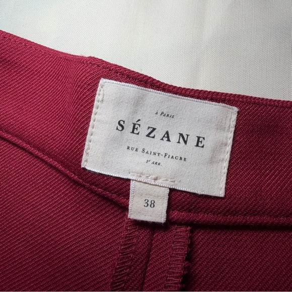 Sezane- Marino Trousers Burgundy High Waisted Pants Size FR 38/ US Medium - Picture 10 of 10